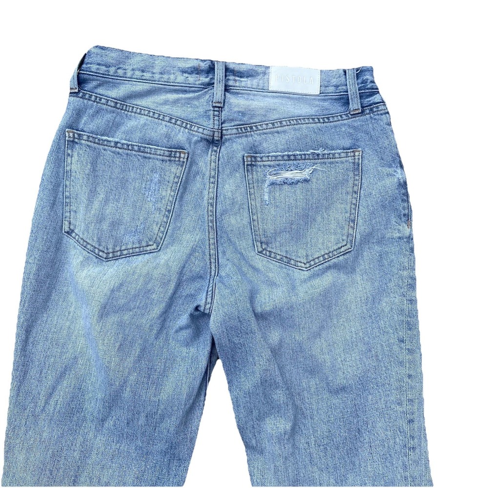 Pistola Women's Distressed Straight Leg Blue Denim Jeans Size‎ 27x30 Mid Rise - Picture 10 of 11